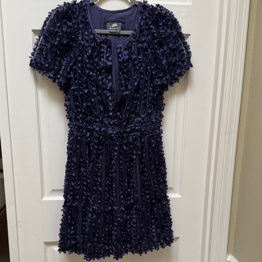 Anthropologie Somerset Mini Dress- Elegant Navy Blue Textured